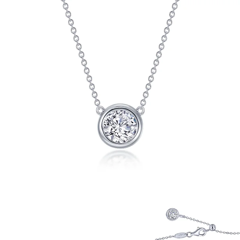 Elegant silver necklaces with pearl accents-Lafonn Simulated Diamond 1.10ct Bezel Set Solitaire Necklace N0294CLP