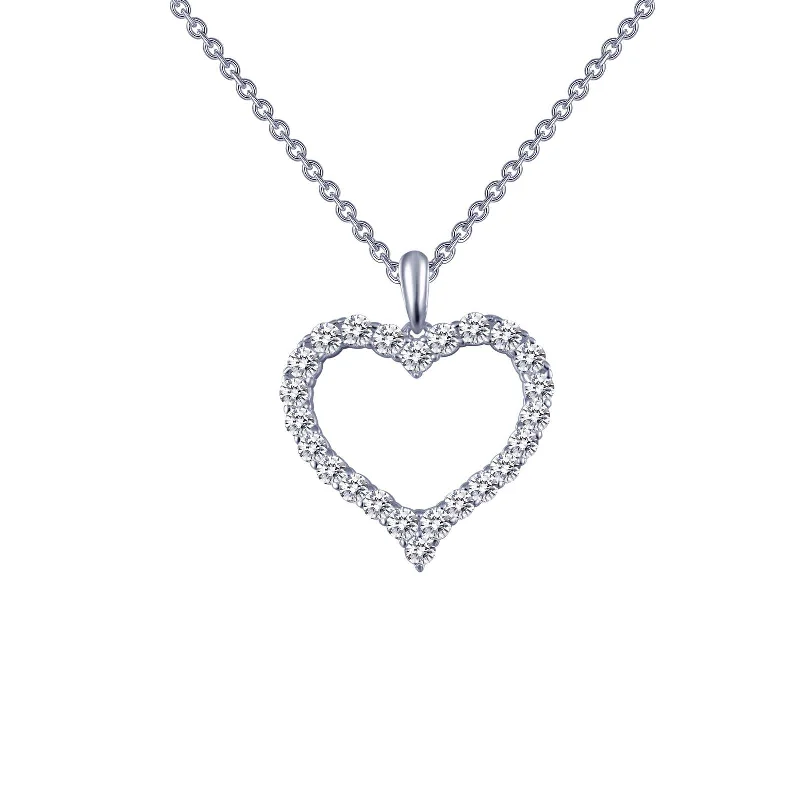 Luxury diamond necklaces for women-Lafonn Simulated Diamond Open Heart Pendant Necklace P0146CLP