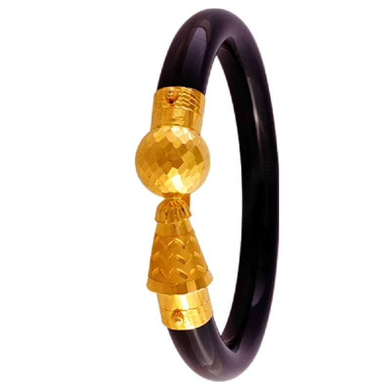 Luxury bracelets with precious gemstones-22KT Yellow Gold Pola Bangle For Women