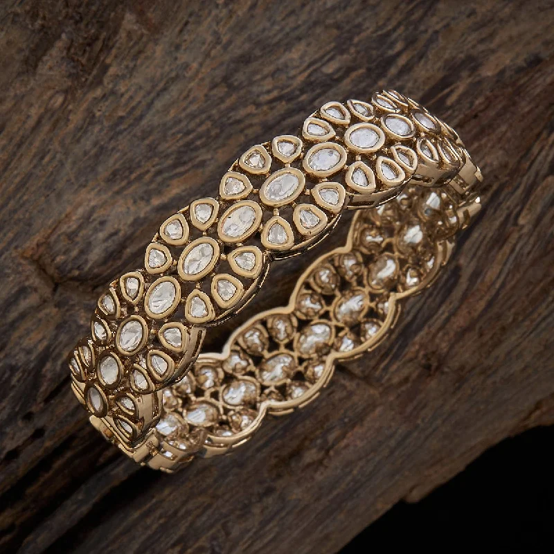 Affordable bracelets for women with mixed metals-Kundan Bangle 173613