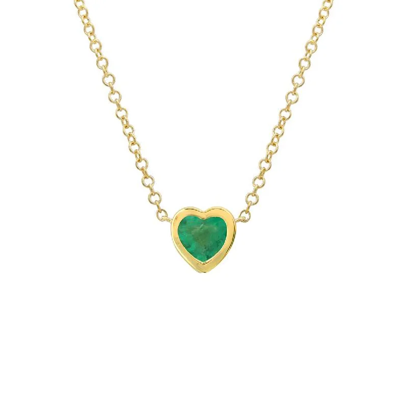 Stylish gold necklaces for women-Bezel Emerald Heart Necklace