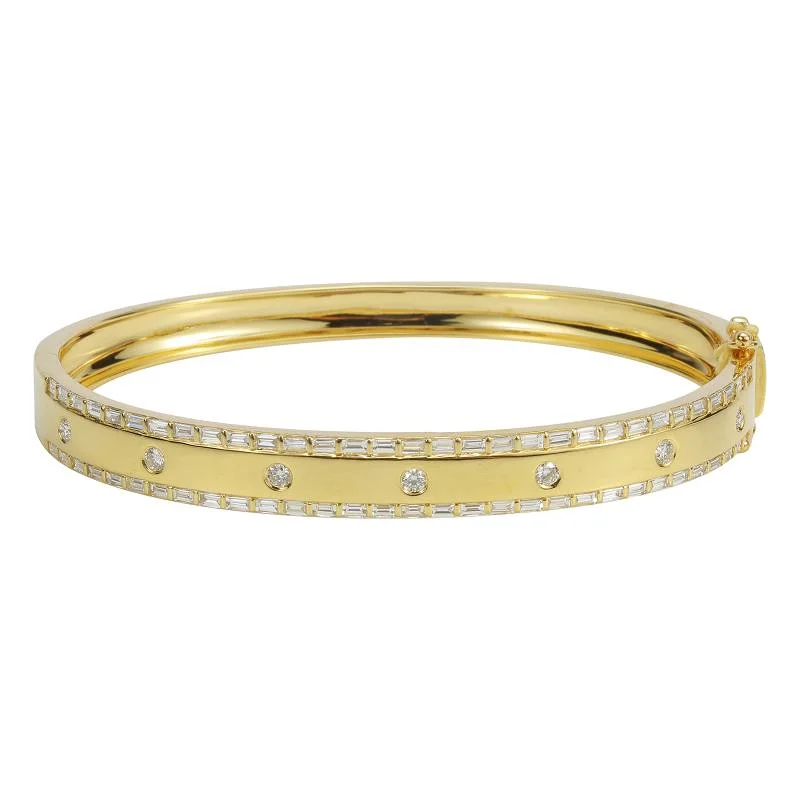 Unique silver bracelets with gemstones-Baguette Diamond Bangle