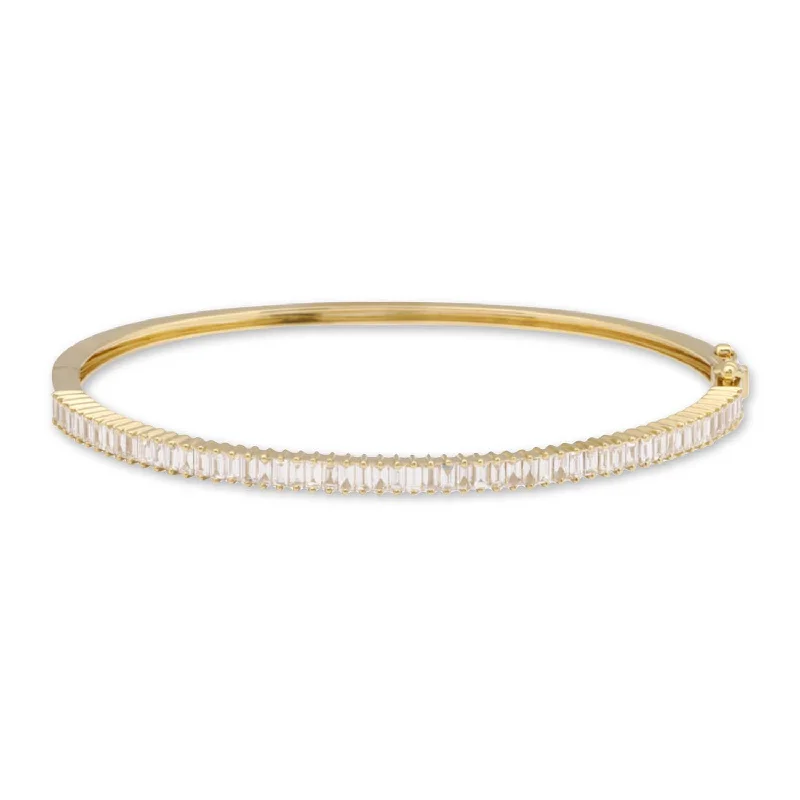 Affordable bangles for women with intricate designs-Vertical Baguette Diamond Bangle