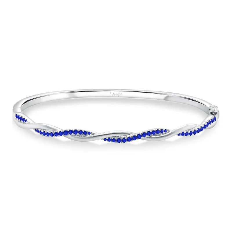 Unique boho bracelets for women-Uneek Stackable Collection Twist Blue Sapphire Stackable Bangle