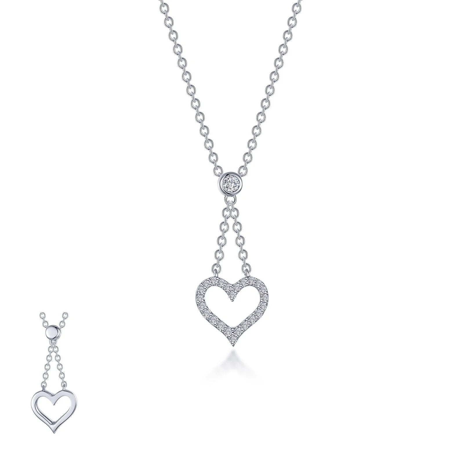 Stunning heart-shaped necklaces for women-Lafonn Simulated Diamond Reversible Cut-out Heart Necklace N0338CLP20