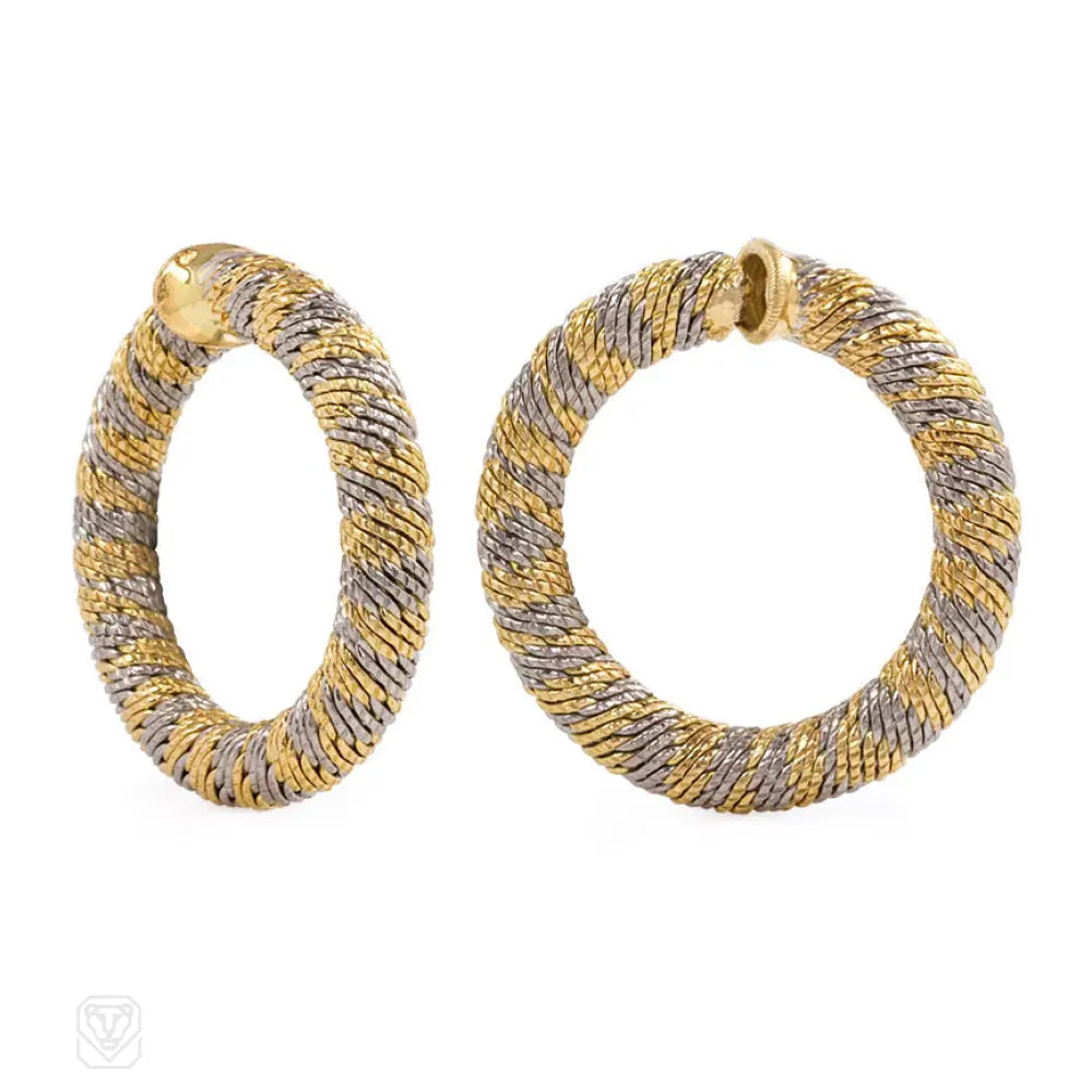 Stunning sapphire stud earrings for women-Gold tension hoop earrings, Georges Lenfant