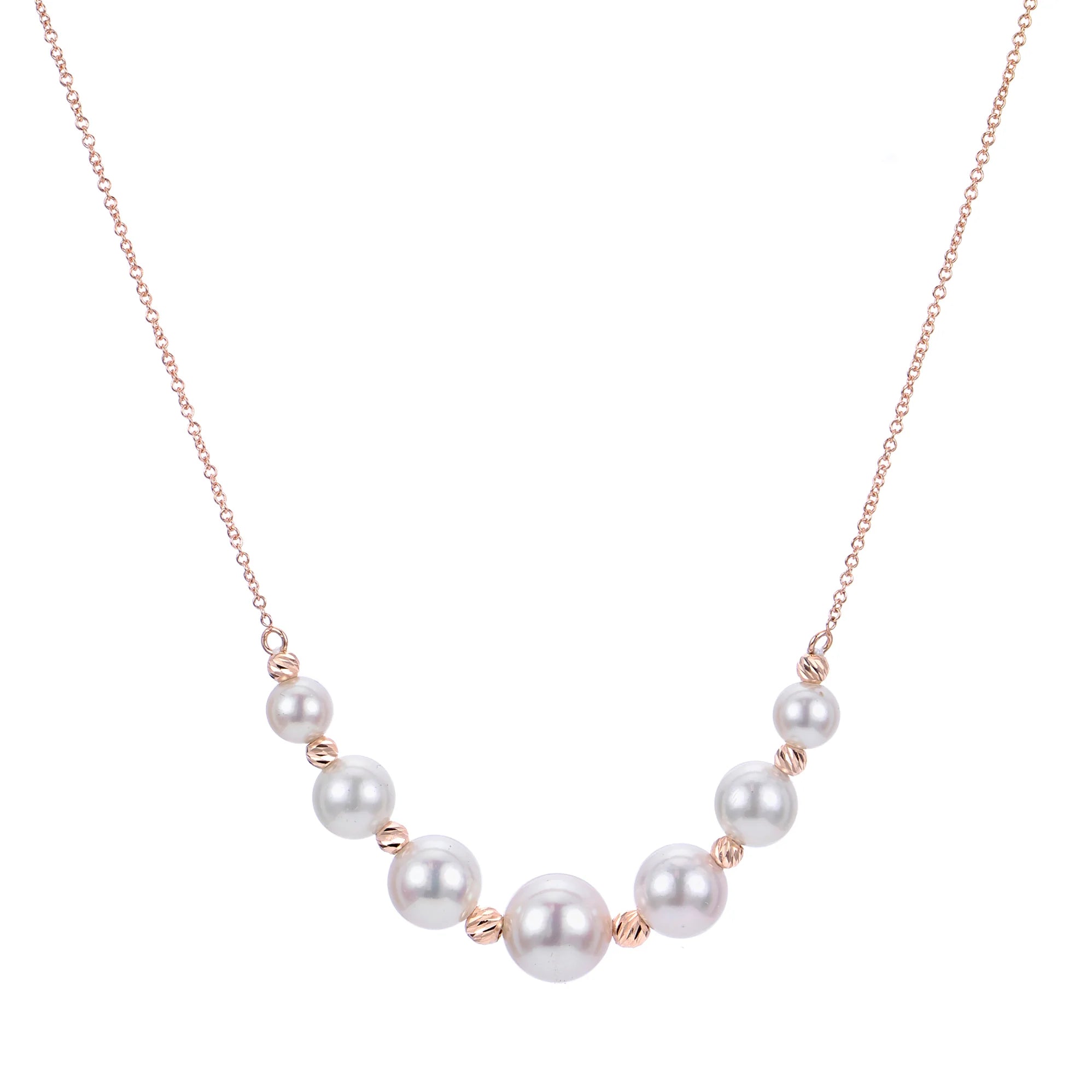 Stylish necklaces for women with gold accents-14K Yellow Gold Akoya Pearl & Brilliance Bead Necklace