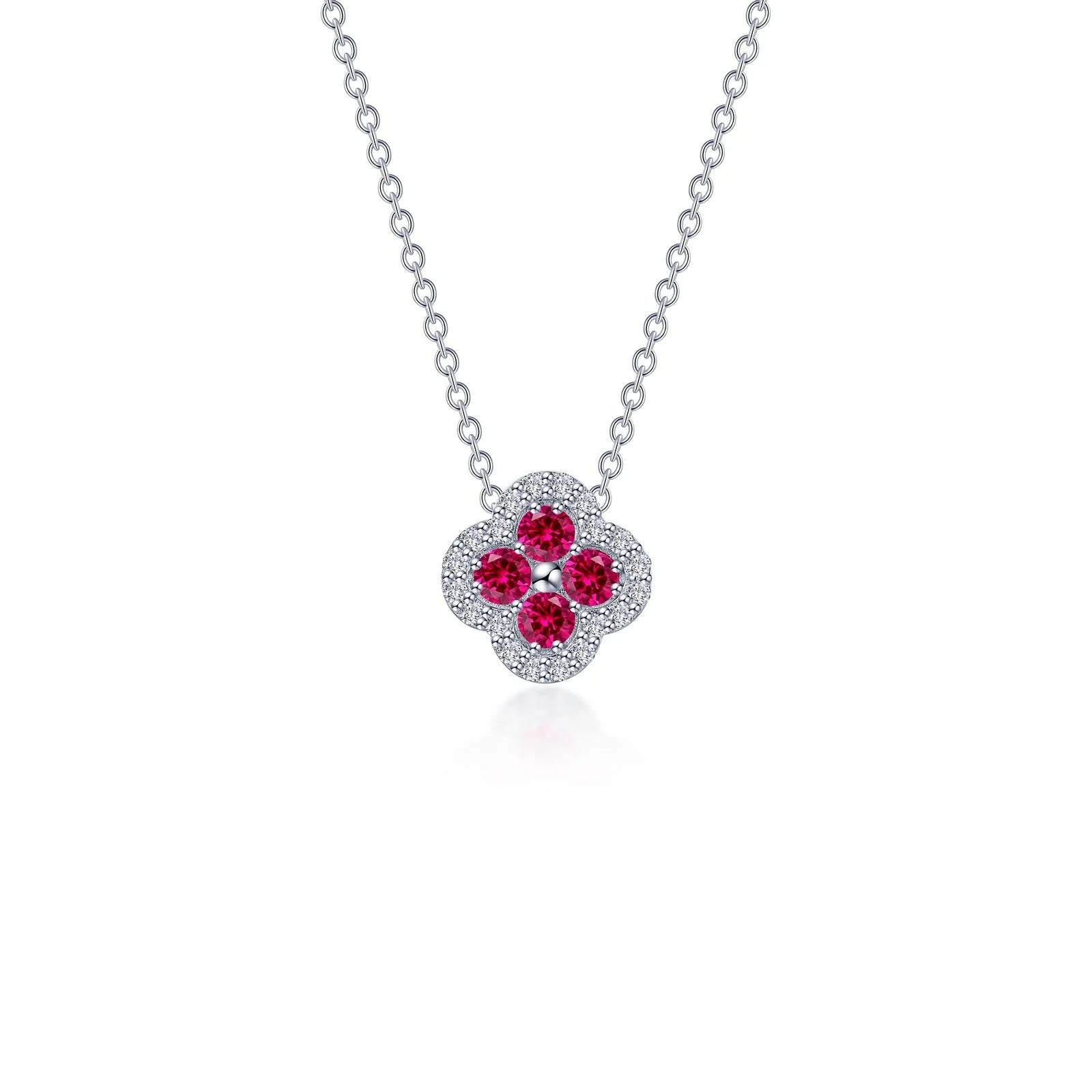 Chic women’s necklaces with colorful stones-Lafonn Simulated Diamond & Ruby Necklace N0335CRP20