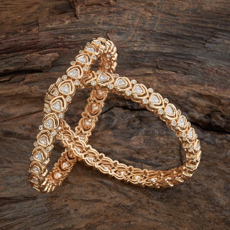 Stunning gold cuff bracelets for women-Kundan Bangle 162705