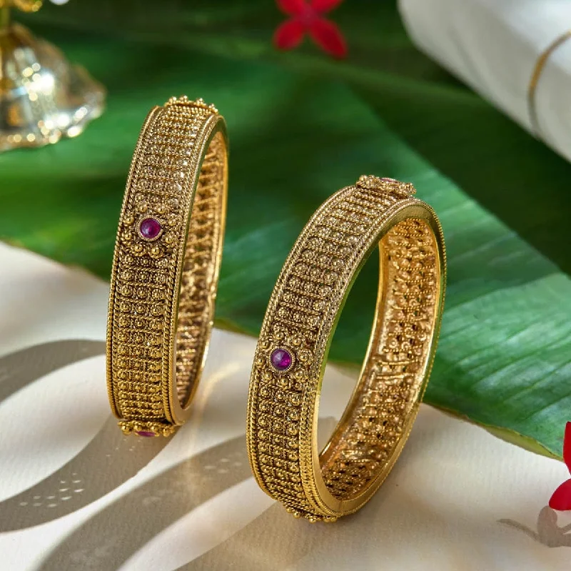 Simple bangles with delicate designs-Antique Bangle 170545