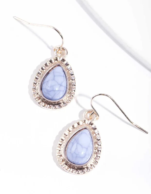 Classic gemstone earrings for women-Rose Gold Mini Etched Tear Drop Earrings