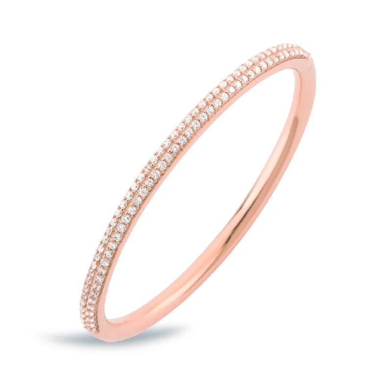 Women’s bracelets with simple metal designs-D'avie 18K Rosegold Bangle w. 102 Diamonds