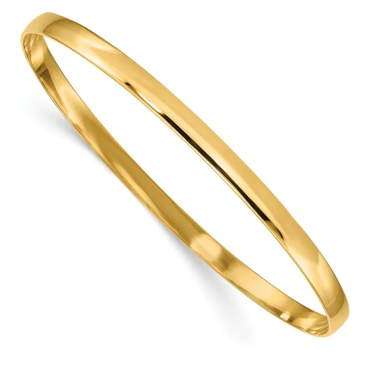 Women’s cuff bracelets with unique designs-14k 4mm Solid Polished Half-Round Slip-On Bangle