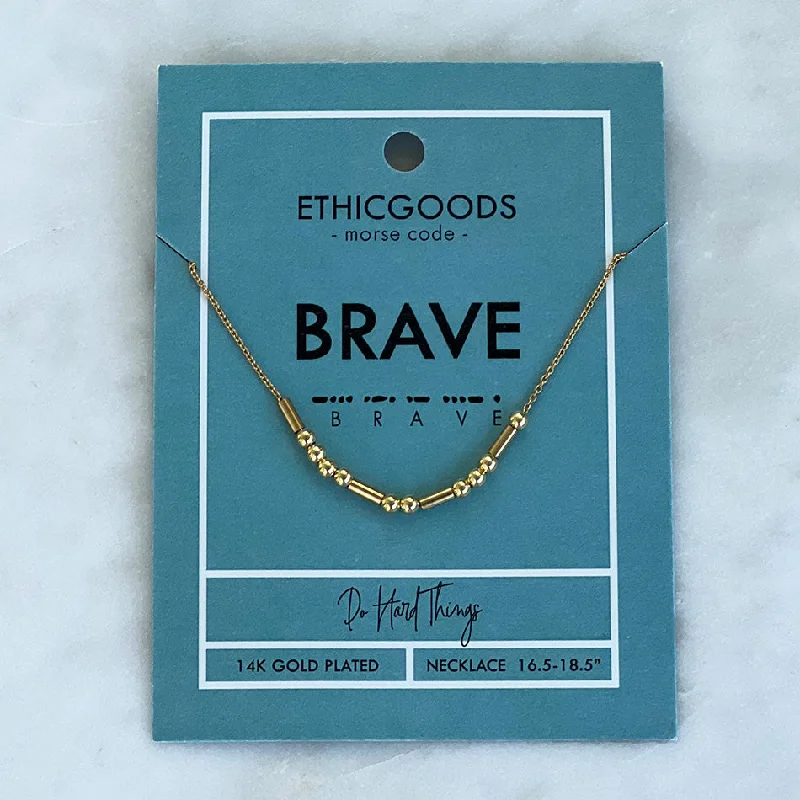 Stunning gold necklaces for women-Morse Code "Brave" Necklace, Thailand