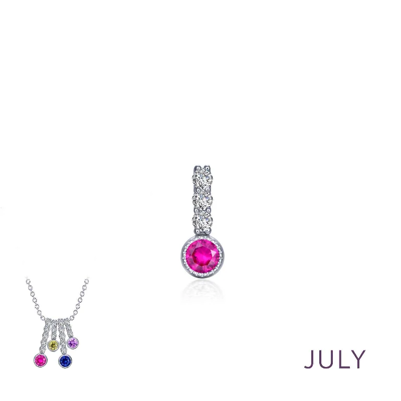 Affordable pearl necklaces for women-Lafonn July Birthstone Simulated Diamond & Ruby Small Love Pendant BP002RBP