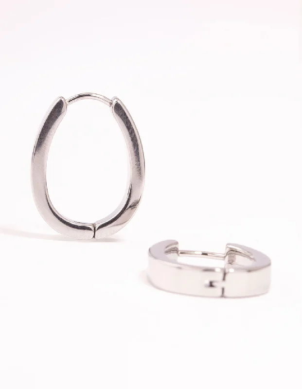 Women’s large statement earrings-Surgical Steel Large Oval Hoop Earrings