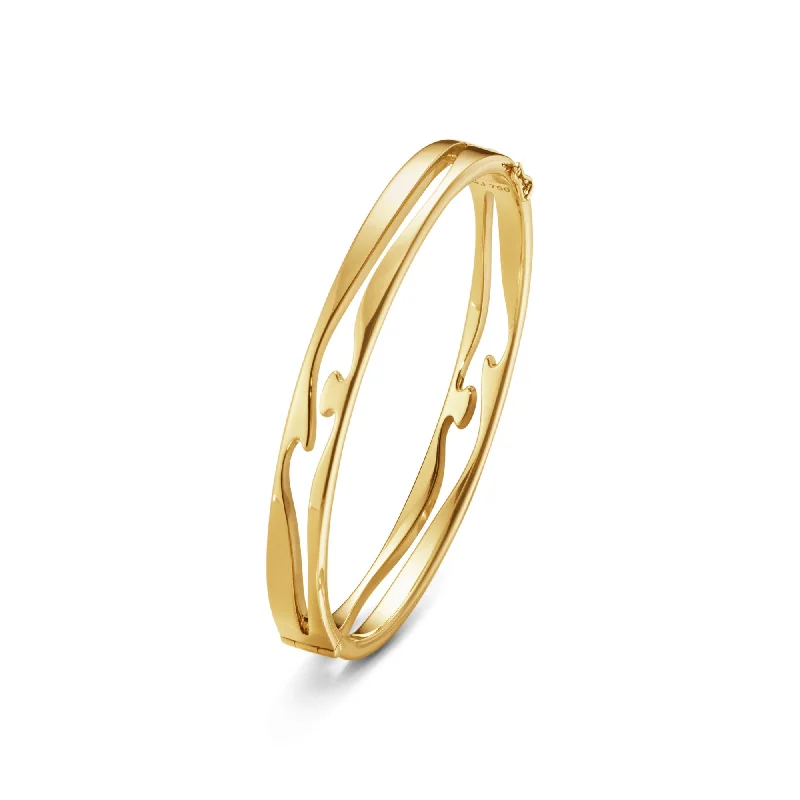 Trendy bangles with gemstones for women-Fusion 18K Gold Bangle