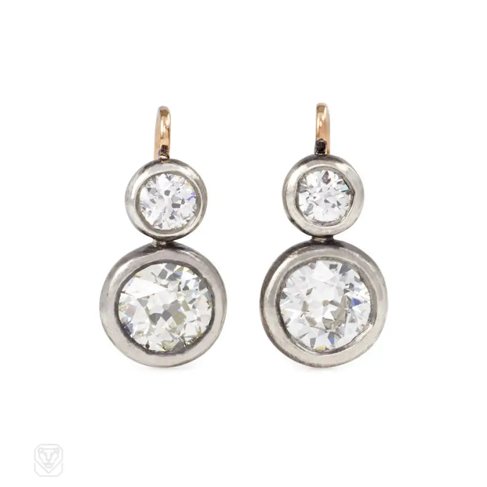 Women’s stud earrings with colored gemstones-Antique diamond dormeuse earrings