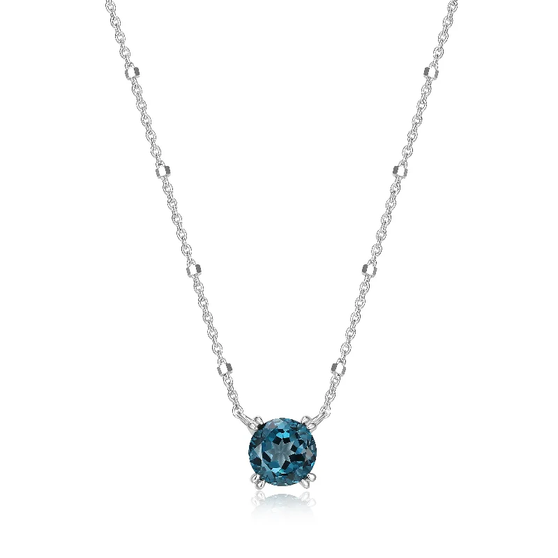 Timeless gold necklaces for women-Samuel B. London Blue Topaz Solitaire Birthstone Sparkle Necklace - December