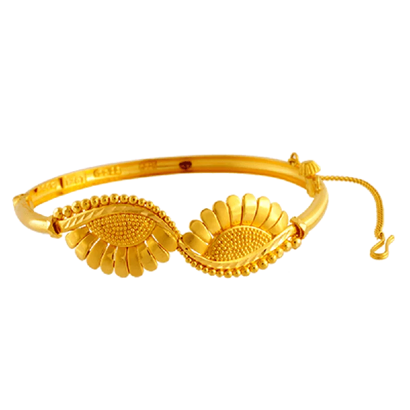 Elegant bangle bracelets for women with diamonds-22KT Yellow Gold Bangle For Women