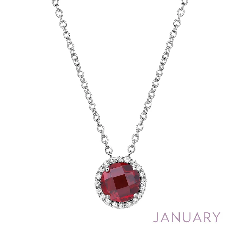 Elegant silver necklaces with pearl accents-Lafonn Simulated Diamond & Genuine Garnet Birthstone Necklace - January BN001GNP