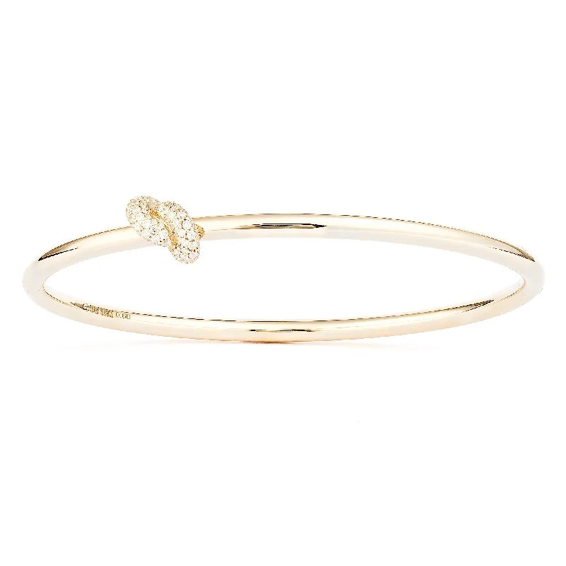 Beautiful pearl bracelets for women-Legacy Knot 18K Gold Bangle w. Diamonds