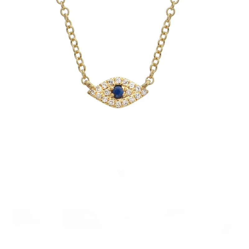 Beautiful statement necklaces for women-Blue Sapphire Evil Eye Necklace