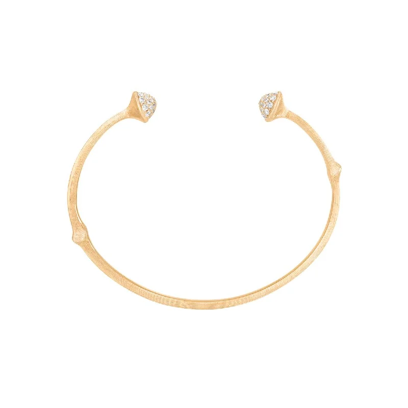 Women’s bangles with gold plating-Nature 18K Gold Bangle w. Diamonds