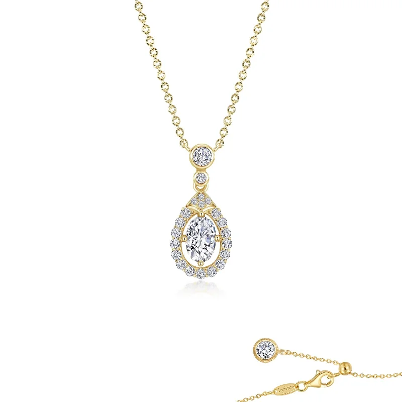 Vintage-inspired necklaces for women-Lafonn Simulated Diamond Oval Halo Necklace N0275CLG