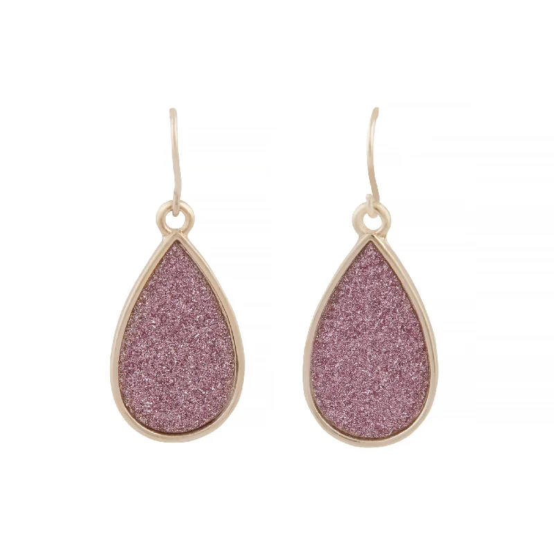 Beautiful gold earrings with diamonds-Pink Glitter Teardrop Earrings