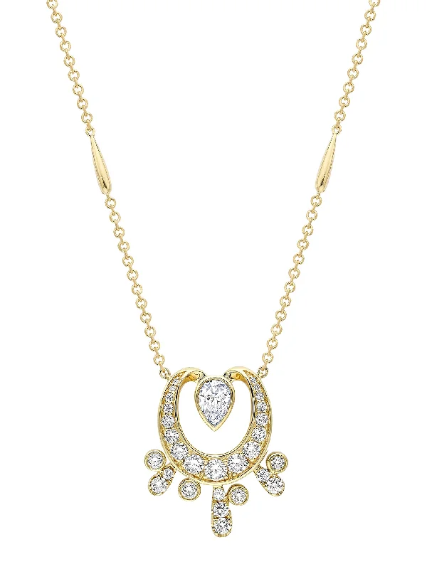 Women’s necklaces with pink diamonds-Lucky Yellow Gold Diamond Horseshoe Splash Pendant