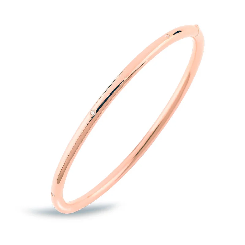 Unique boho bracelets for women-D'avie 18K Rosegold Bangle w. 6 Diamonds