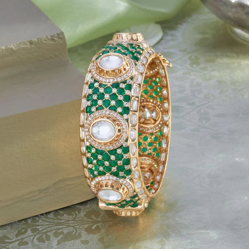 Trendy bracelets with geometric designs-Kundan Bangle 167831