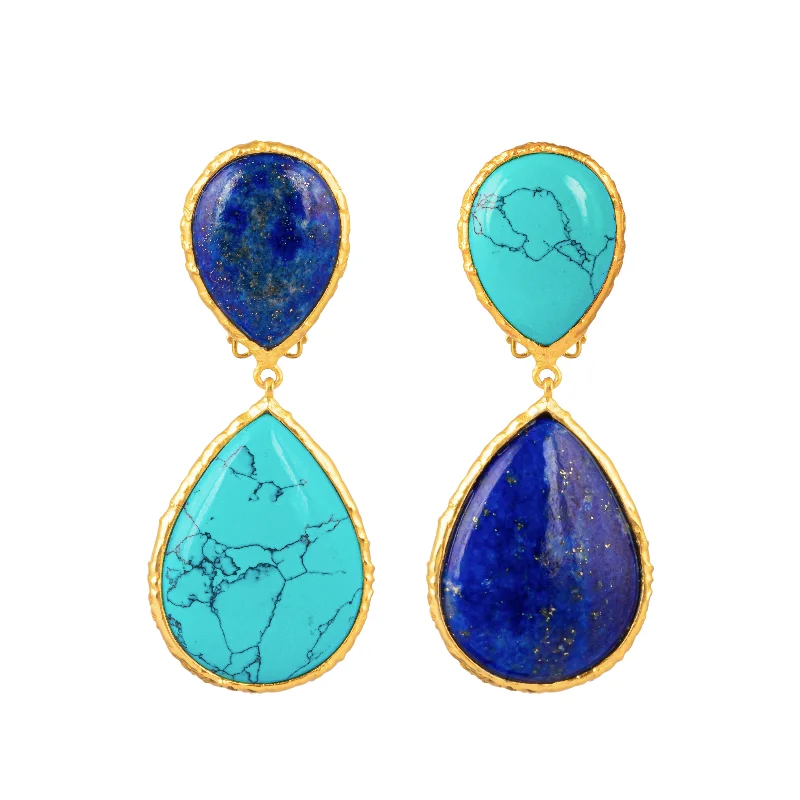 Custom earrings for women with birthstones-Malibu Earrings Turquoise & Lapis