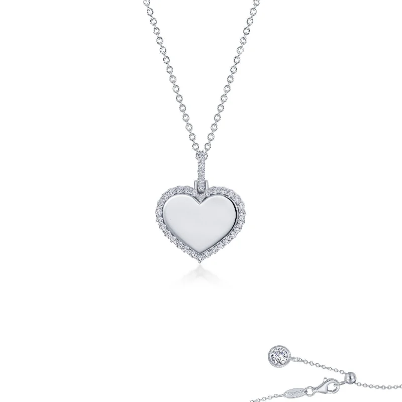 Fashionable necklaces for women with charms-Lafonn Simulated Diamond Fancy Heart Pendant Necklace P0292CLP