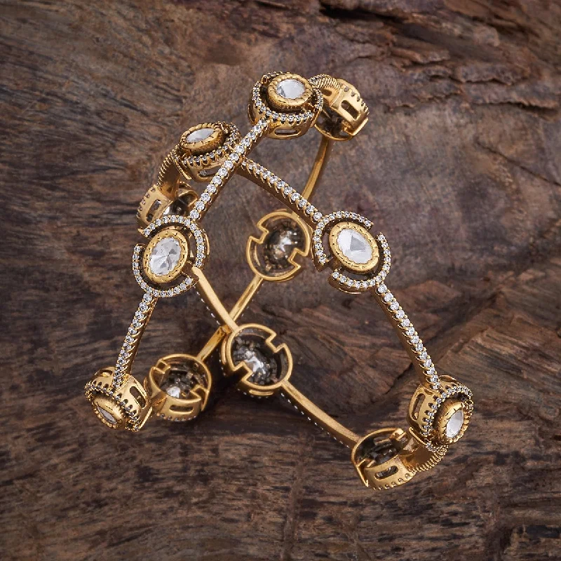 Classic silver bracelets for women-Kundan Bangle 177607