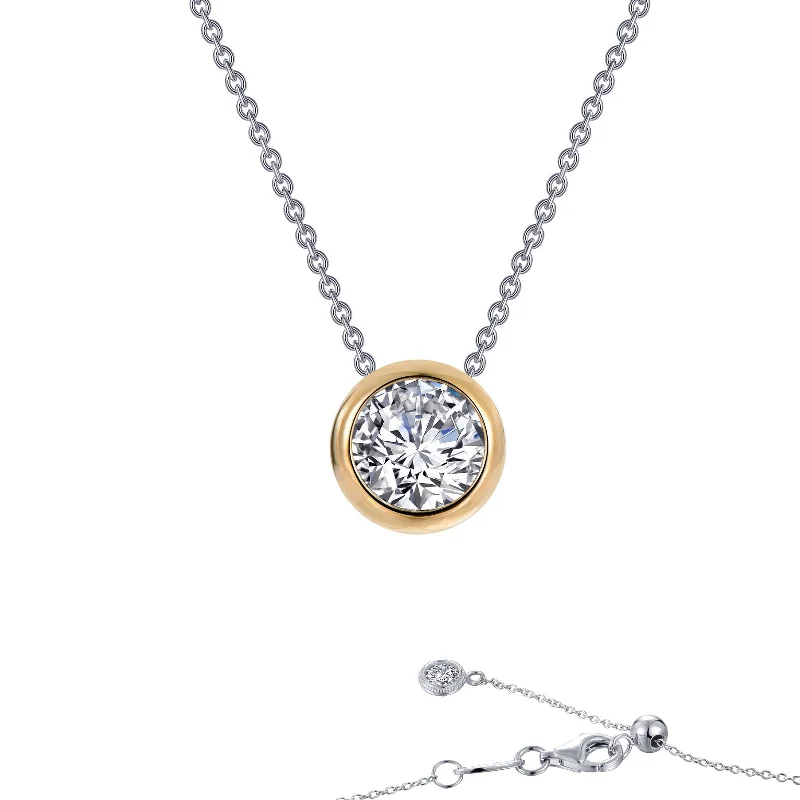 Women’s heart-shaped necklaces-Lafonn Simulated Diamond Bezel Solitaire Slider Necklace N0130CLT18