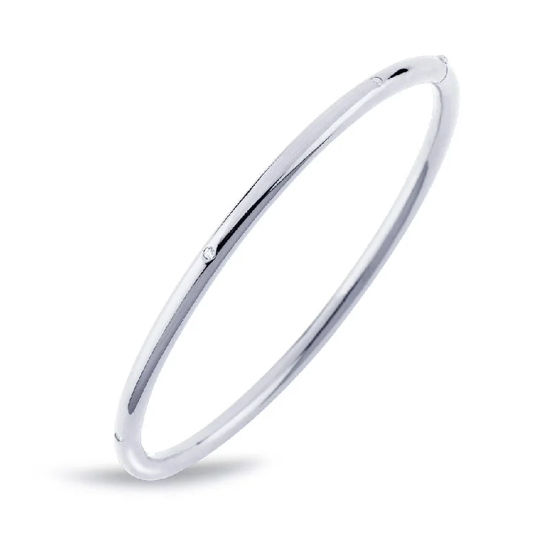 Custom bracelets for women with names engraved-D'avie 18K Whitegold Bangle w. 6 Diamonds