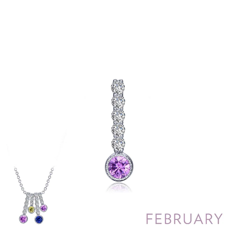 Elegant multi-layer necklaces for women-Lafonn February Birthstone Simulated Diamond & Amethyst Large Love Pendant BP003AMP