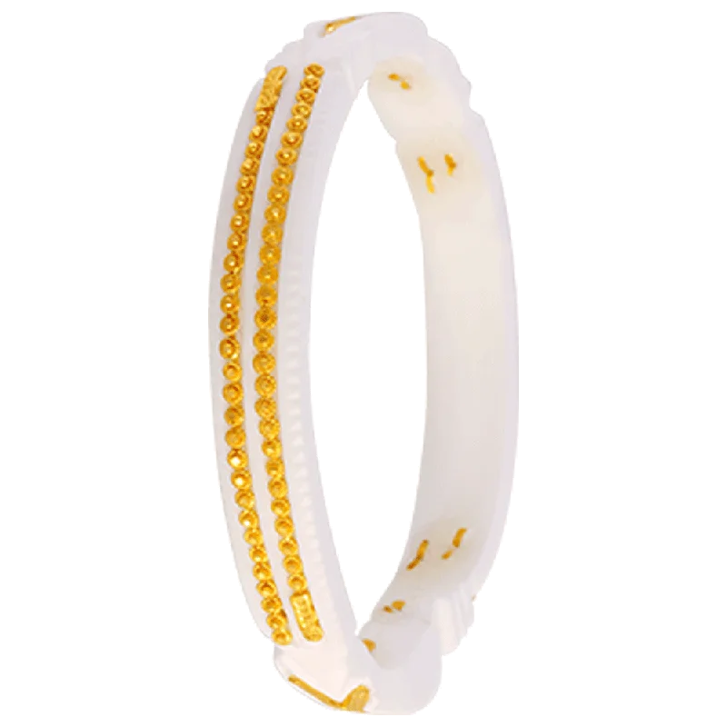 Classic bracelets for women with engraved details-22KT Yellow Gold Sankha Bangle For Women