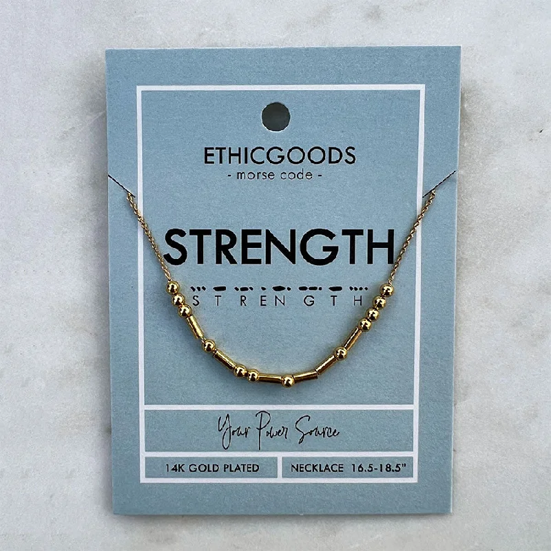 Women’s birthstone necklaces-Morse Code "Strength" Necklace, Thailand