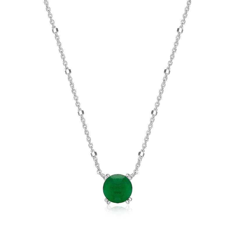 Stunning sapphire necklaces for women-Samuel B. Emerald Solitaire Birthstone Sparkle Necklace - May