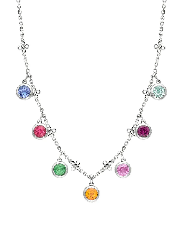 Stylish gemstone necklaces for women-Beach Rainbow Platinum Necklace