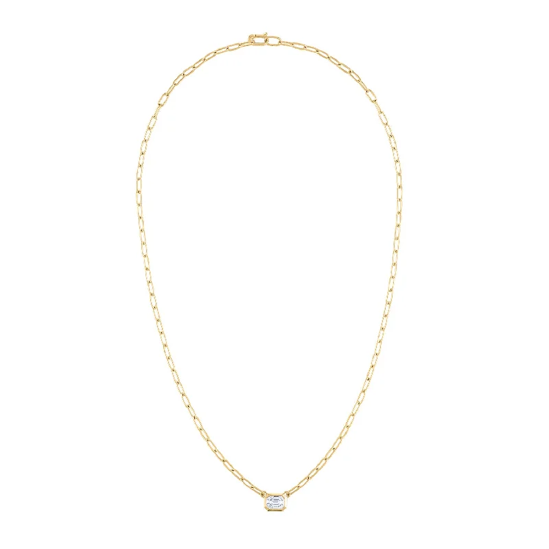 Women’s necklaces with filigree details-14KT GOLD DIAMOND HEXAGON LINK NECKLACE