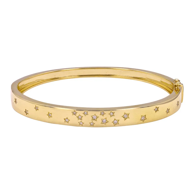 Unique bangles with colorful accents for women-Bold Diamond Stars Bangle