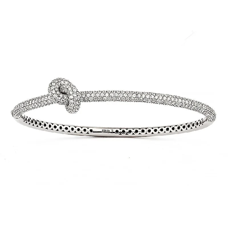 Unique gemstone bangles for women-Legacy Knot Pavé 18K Whitegold Bangle w. Diamonds