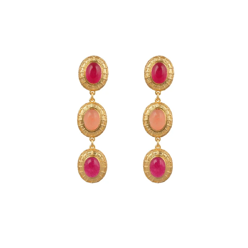 Women’s stud earrings with colored gemstones-Whitney Earrings Pink Jade