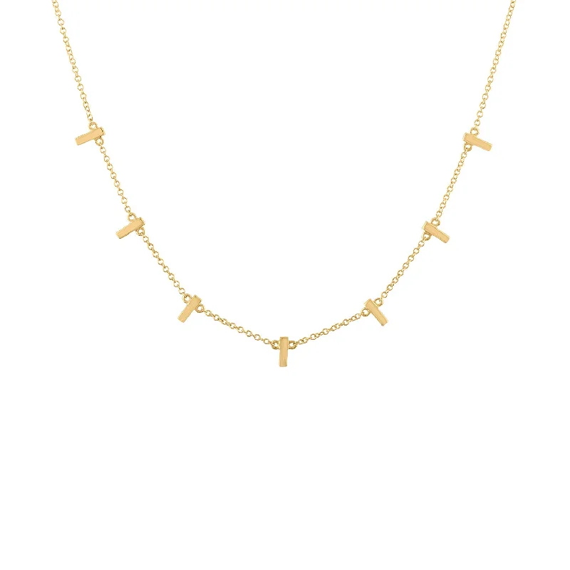 Statement necklaces for women with crystals-14KT GOLD 7 MINI BAR NECKLACE