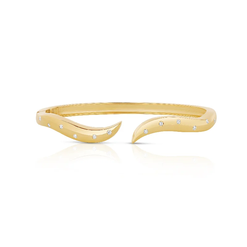 Women’s bangles with pearl details-Inlay Diamond Wave Cuff Bangle