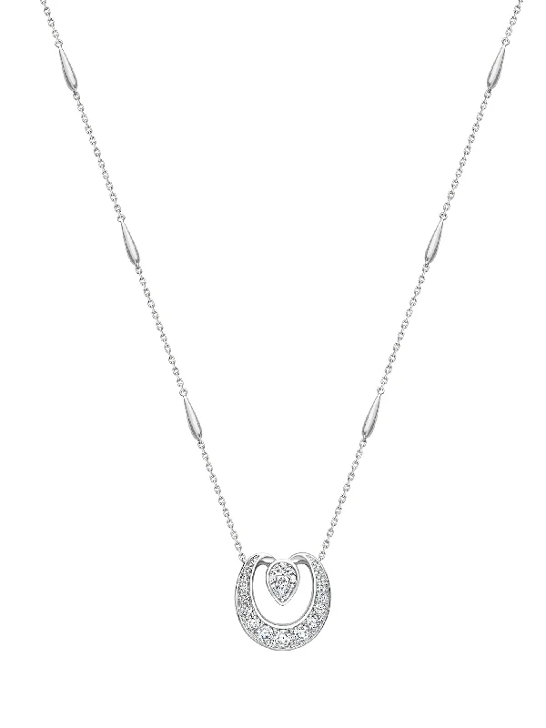 Women’s choker necklaces with diamonds-Lucky Platinum Diamond Horseshoe Pendant